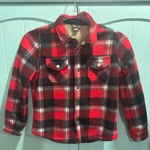 EUC Eddie Bauer Boys Sherpa Fleece jacket sz 6/7 Plaid